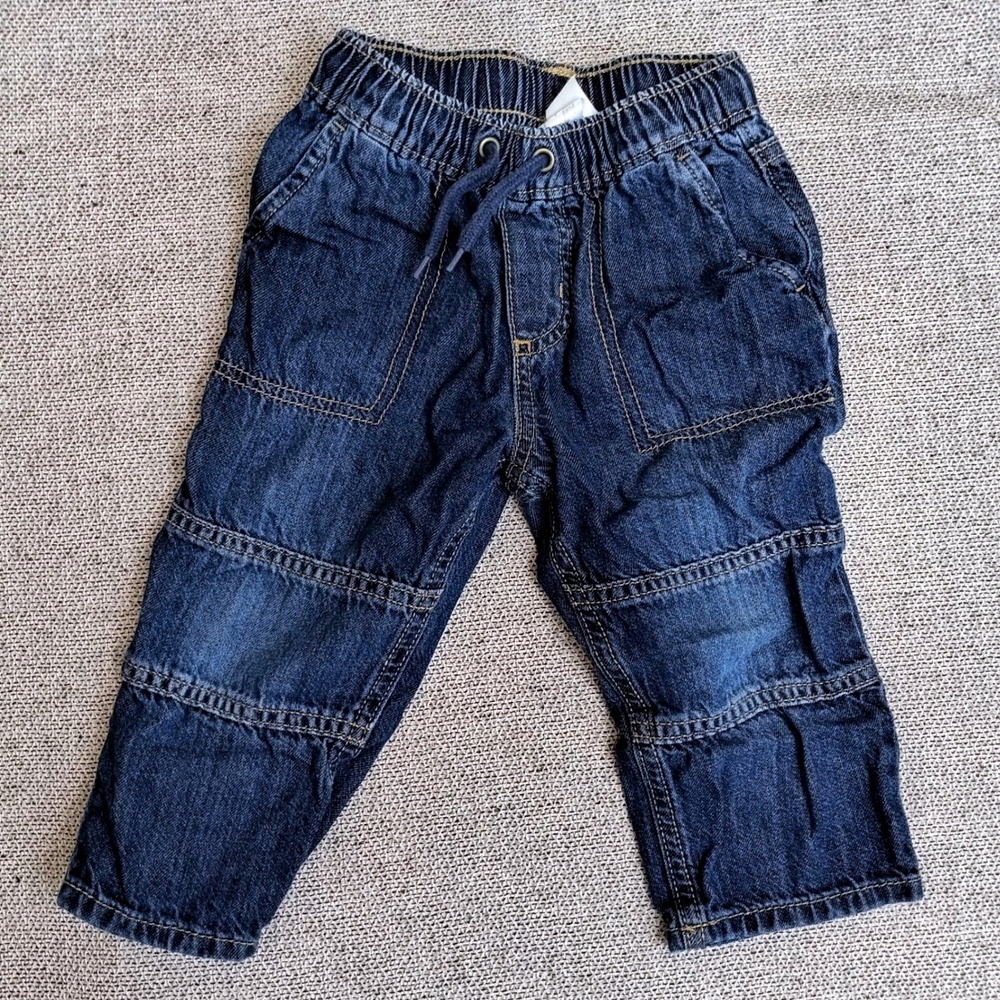 OshKosh Bgosh Denim Joggers Baby Boys 18M Blue Excellent Reinforced Knees